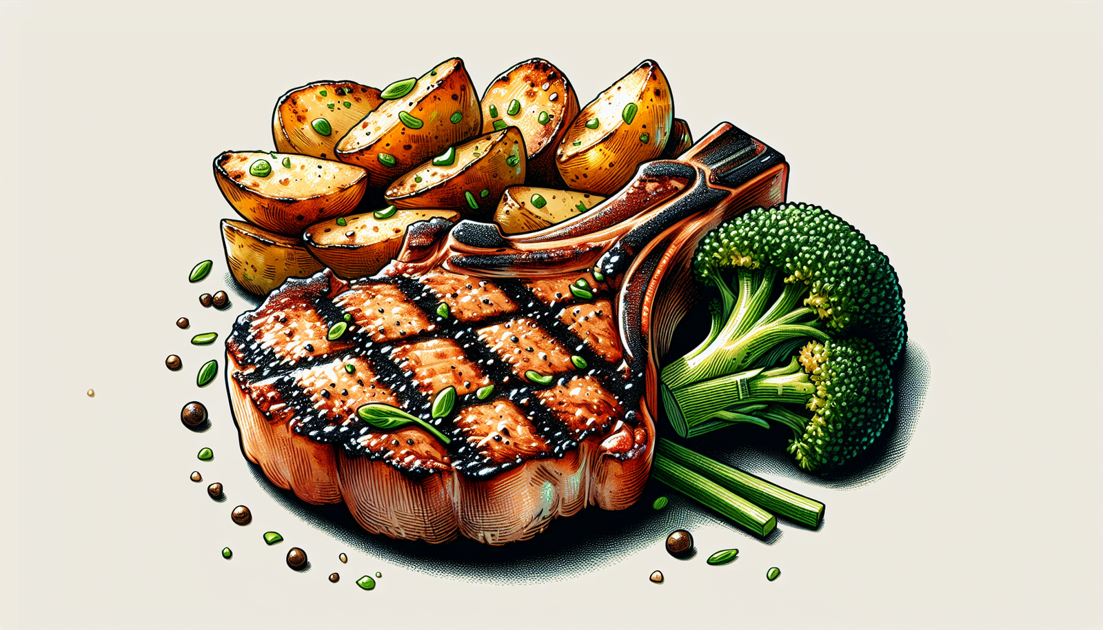 Grilled Pork Chops Roasted Broccoli Egelhoff Potatoes