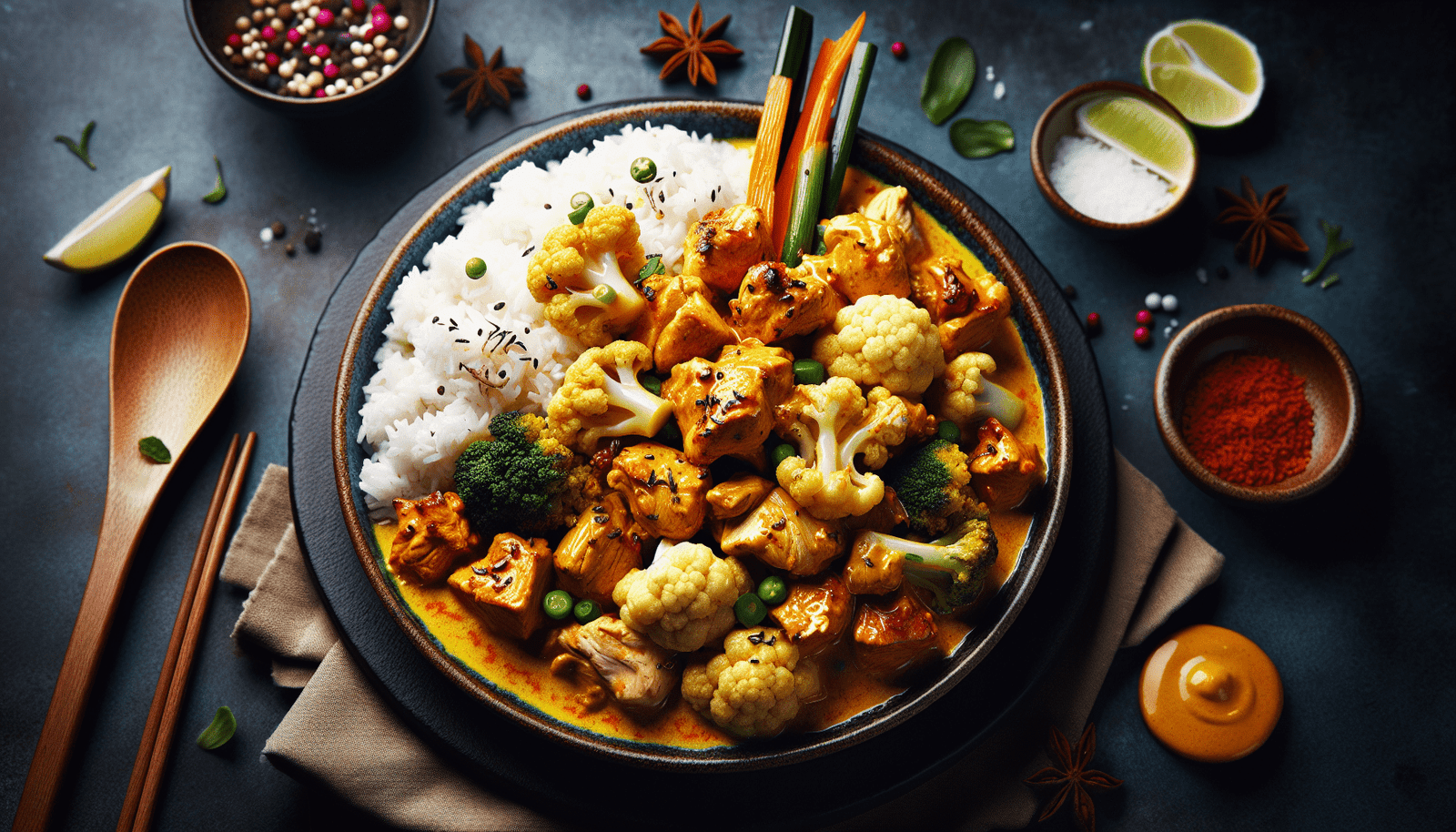 Coconut Curry Rice With Chicken And Cauliflower